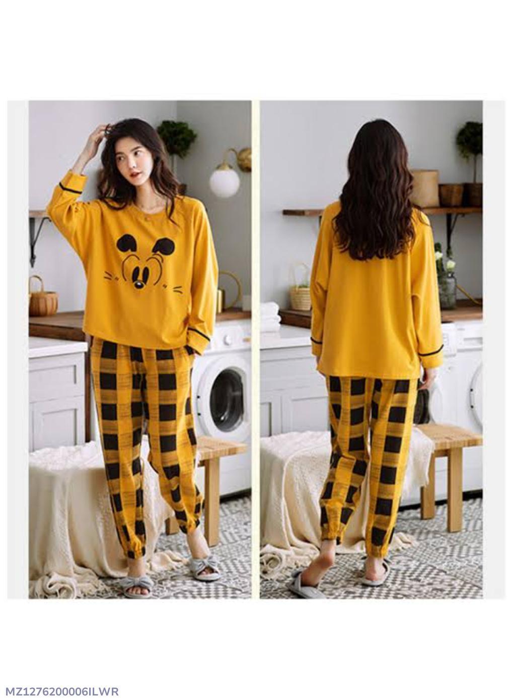 Women's Stitched Cotton Jersey Printed Night Suit